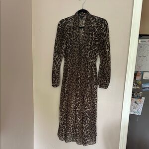 Banana Republic Animal Print Long Sleeve Dress